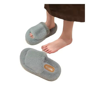 Automne/Hiver 2025 – Chaussons d'extérieur chauds en peluche pour femmes et hommes, grandes tailles, décontractés, à bout ouvert, couleurs assorties, toutes saisons - Product Image 1