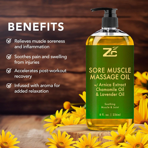 Huile de massage à l'arnica en gros pour athlètes professionnels, huile essentielle naturelle d'arnica pour soulager les douleurs articulaires - Product Image 3
