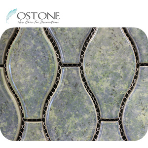 <strong>New</strong> Arrival Green Sea <strong>Wave</strong> Pattern Water Jet Ceramic Mosaic Tiles Bathroom - Product Image 2