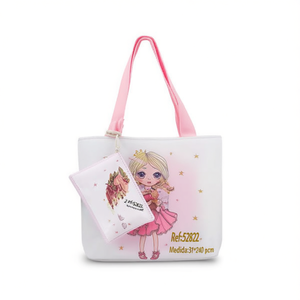 Borsa tote stampata per ragazze 31x32x8 cm con piccola pochette per bambini, per l'uso in spiaggia - Product Image 2