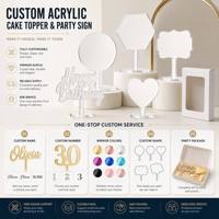 Juego de Exhibidores Acrílicos Personalizados con Arco, Círculo y Número 1, Porta Letreros de Mesa con Borde Dorado para Eventos y Decoración