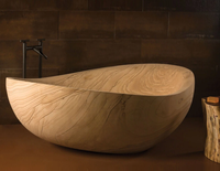 Baignoire ronde en pierre naturelle de conception moderne sculptée à la main pour les personnes en surpoids