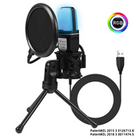 Microphone USB RGB, microphone à condensateur, réduction du bruit, micro filaire pour jeux, enregistrement de podcast, studio, streaming, ordinateur portable, ordinateur de bureau