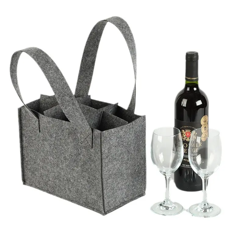 Sempati süblimasyon T-shirt ısı transferi geri dönüşümlü şişe dokunmamış şarap Tote çanta promosyon özel kullanımlık şarap çantaları