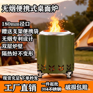 Poêle à bois de camping KZ-X180 en acier inoxydable, portable, pour le chauffage et la cuisson - Product Image 4