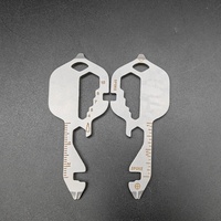Outil multifonction en acier inoxydable en forme de clé, clé hexagonale, clé à rayons, tournevis, ouvre-bouteille, règle, porte-clés de réparation de vélo
