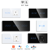 Interrupteur mural intelligent Wi-Fi Touchmi avec prise Wi-Fi UK, compatible Tuya Smart Home, avec panneau en verre pour la maison/l'industrie