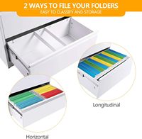 Armoire de classement métallique à 2 tiroirs, large, en acier, sous le bureau, pour dossiers A4, avec serrure à clé