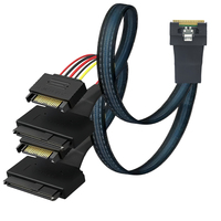 Câble PCI-E Slimline SAS tout-en-un SFF-8654 8I vers 2X SFF-8639 U.2 avec alimentation SATA 15P NVME SSD 1m pour ordinateurs