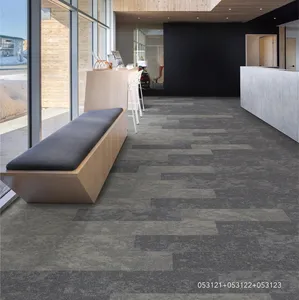 Thân thiện với môi có thể tháo rời Modular cọc Vòng tự dính gạch Thảm PE ủng hộ Nylon văn phòng thương mại sàn gạch thảm