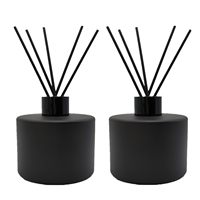 2pcs 200ml/6.7oz Bouteilles de diffuseur en verre Conteneur de parfum vide Bâtonnets d'aromathérapie noirs Noir mat Ensembles de diffuseur de roseau bricolage