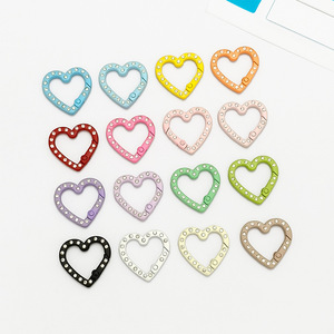 Llavero de aleación con cierre de resorte en forma de corazón y diamantes de imitación, accesorios de joyería DIY, hallazgos pintados en colores caramelo - Product Image 2