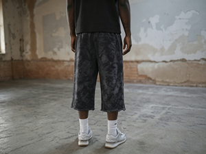 HG Heavyweight French Terry Long Jogger Shorts Pants Custom full siez print Design Men <b>Elastic</b> Waist Baggy Wide Leg Sweat Shorts - Product Image 3