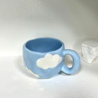 Lelyi INS lumière luxe peint à la main nuage tasse à café en céramique et soucoupe ensemble mignon rétro après-midi tasse à thé