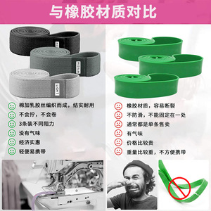 Sangle de yoga Potfan, bande de résistance en polyester et coton, design rayé, portable pour les étirements et les exercices - Product Image 4