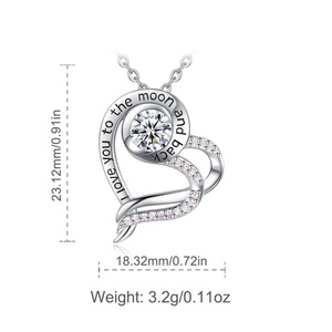 925 En Argent Sterling personnalisé <span class=keywords><strong>je</strong></span> t'aime <span class=keywords><strong>u</strong></span> à la lune et retour collier coeur - Product Image 4