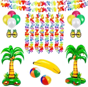 Luau verão piscina jogo festa palmeira praia bolas banana folha balões pacote abacaxi óculos colares foto adereços conjunto