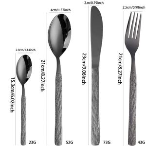 Luxury Retro Hammered Handle Knife Fork Spoon <b>Cutlery</b> <b>Set</b> Wholesale Stainless Steel Flatware <b>Set</b> - Product Image 3