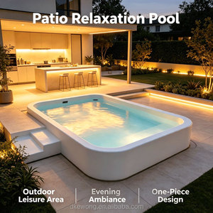 H188 Large One Piece FRP Corner Swimming <b>Pool</b> <b>For</b> Residential Courtyard Outdoor <b>Garden</b> Fiberglass Spa With Built In Relax bench - Product Image 4