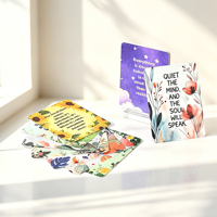 Cartes d'affirmation personnalisées à motifs floraux aquarelle artistiques, en carton épais couché, texte de citation personnalisé pour la positivité quotidienne