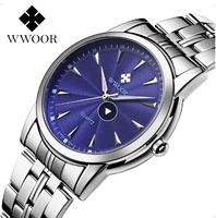 Jam Tangan Pria Wwoor Model 8028 Quartz Jam Tangan Relojes Reloj Hombre Mewah Fashion Kasual Bisnis Emas Perak Jam Tangan Pria