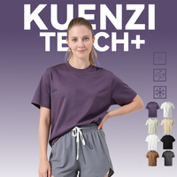 T-shirt pour femme Kuenzi à manches courtes, sensation de fraîcheur, 11% polyester, 87% coton, 2% élasthanne, tissu 240GSM, poids lourd
