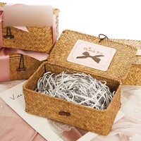Nouvelle Collection : Boîte Cadeau en Herbe Tressée pour Maquillage, Rangement, Mariage, Emballage de Fêtes et Souvenirs
