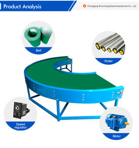 Personnalisable 30 45 60 90 Ligne de production de convoyeur à bande en caoutchouc PVC incurvé à 180 degrés Tournant les bandes transporteuses - Product Image 6