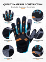 Gants de travail robustes HAIYI résistants aux chocs, à doigts entiers, avec sangle de poignet réglable, protection UV pour le cyclisme et les sports (unisexe)