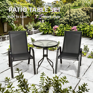 Verzinktes Stahl-Tessin 2x1 Modernes Esszimmer-Set für den Außenbereich mit Tisch und Stühlen mit Glasplatte für den Hofgebrauch - Product Image 2