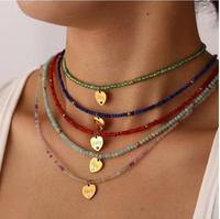 Perles de pierre naturelle collier pendentif coeur pierre de naissance bijoux de mode faits à la main collier de perles en gros