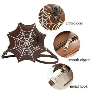 Fashion Novelty Irregular Shaped Women Small Crossbody Bag Gothic Style Spiderweb Embroidered Purse for Halloween - Product Image 5
