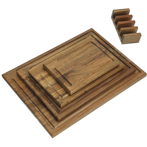 2024 новый дизайн, разделочная доска, набор из 5 разделочных досок акации с контейнером/подставкой - Product Image 3