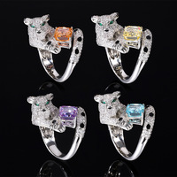 Diamants à haute teneur en carbone pour femmes Full Bling Diamond Zircon Ring Leopard Design Bijoux de mode pour les mariages et les fêtes