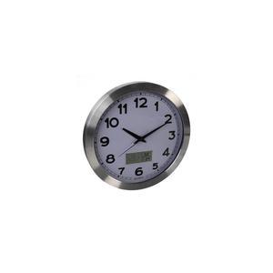 Perel RELOJ DE PARED LCD DE ALUMINIO CON TERMÓMETRO, HIGRÓMETRO Y PRONÓSTICO-Ø 35 cm - Product Image 2