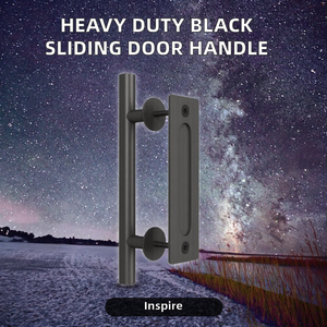 Black Powder Coated Steel Heavy Duty <b>Sliding</b> Barn <b>Door</b> Handle Modern Two-Side Design 12" High-performance Villa/Warehouse Entry - Product Image 2