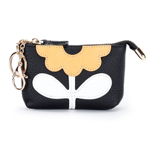 Monedero Mini de Cuero Genuino para Mujer con Llavero, Nuevo Diseño de Moda con Cierre de Cremallera y Flores - Product Image 6