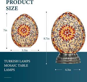 مصباح طاولة مغربي تركي من Marrakech مع زجاج فسيفساء مصنوع يدويًا مصباح زجاجي ملون بقاعدة برونزية على طراز تيفاني - Product Image 5