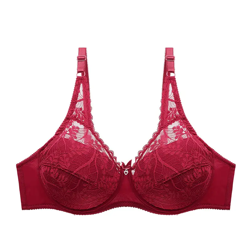 New arrival women bra plus size ultra-thin mold cup underwire bra solid color lace DE cup ready in stock