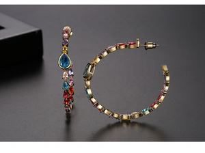 Boucles d'oreilles clous style européen et américain, mignonnes et colorées, en zircon, pour femmes, accessoires de robe de soirée - Product Image 6