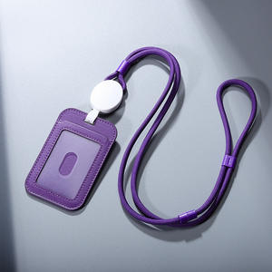 <span class=keywords><strong>Porte</strong></span>-<span class=keywords><strong>badge</strong></span> avec poche latérale zippée Plusieurs fentes pour cartes <span class=keywords><strong>Porte</strong></span>-monnaie en cuir avec lanière de cou pour le personnel de bureau - Product Image 4