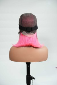Perruque Bob Lace Front en Cheveux Humains Vierge Remy Marron/Rose Vif 13x4 HD pour Lace Transparente Lisse Soyeux - Product Image 6