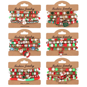 Bracciale di <span class=keywords><strong>natale</strong></span> 2025 con albero di pupazzo di neve corna di vecchio uomo e pace modello placcato <span class=keywords><strong>oro</strong></span> carino ciondolo regalo all'ingrosso - Product Image 1