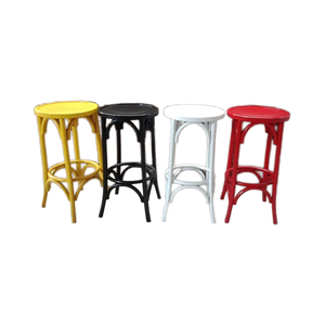 <span class=keywords><strong>Tabouret</strong></span> de <span class=keywords><strong>bar</strong></span> en bois massif courbé <span class=keywords><strong>Thonet</strong></span> blanc avec assise en rotin - Product Image 2