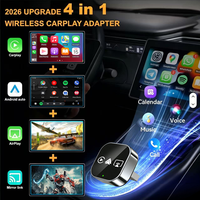 Dongle CarPlay sans fil 4-en-1, CarPlay et Android Auto filaires transformés en sans fil, AirPlay Android Mirror, Plug&Play stable et fiable
