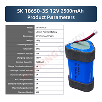Batterie au lithium rechargeable SUNKING de qualité A, 12V 2500mAh, 500 cycles, à décharge élevée, pour pistolet de massage et gonfleur de voiture – Vente directe usine