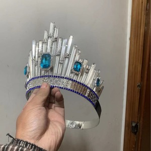 เครื่องประดับผมนางงามแบบราชินีแห่งจักรวาลมงกุฏคริสตัลใสขนาดใหญ่ประดับมงกุฎสำหรับงานแต่งงานคอสเพลย์ - Product Image 3