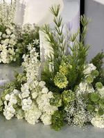 Bunga Anggrek Mawar Sutra Hijau Real Touch Artificial untuk Pernikahan, Hydrangea, Baby's Breath, Lily, Injection Molding Grosir