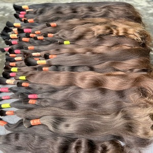 Extensions de cheveux humains vierges indiens bruts à cuticules alignées, 100% Remy, double trame, trame machine, en vrac - Product Image 3