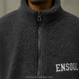 ODM مصنع مخصص خمر جودة عالية من الصوفية الوزن الثقيل الشتاء في الهواء الطلق رسالة الشنيل التطريز رجل سحاب حتى سترة شيربا - Product Image 3